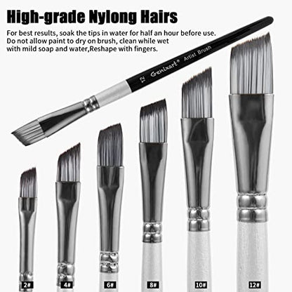 Genixart Angle Paint Brush Set – Art Paintbrushes Acrylic Oil Watercolor - size: Angle - 6 Pcs