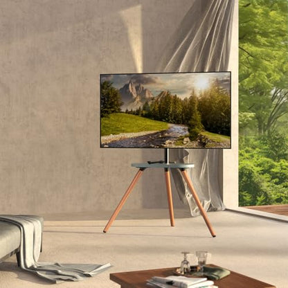 Easel TV-Stand for 43-65‘‘ TVs - Tripod, Swivel, Portable, Black Walnut - color: Black