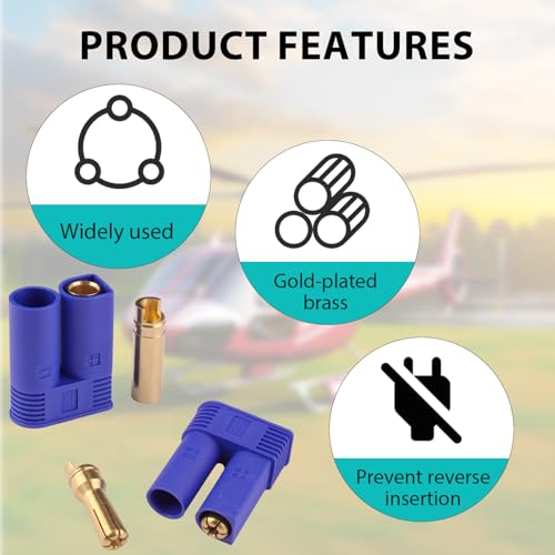 EC5 Battery Connector Plugs, 5.0mm Gold Banana Plug Bullet Connectors