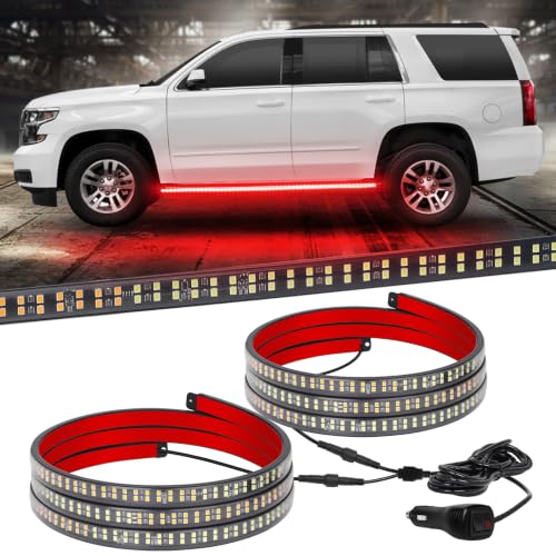 XRIDONSEN 2 Pack 60 inch Red Running Board Emergency Lights Strip - color: Red