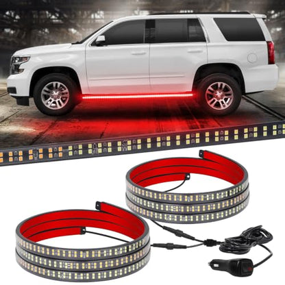 XRIDONSEN 2 Pack 60 inch Red Running Board Emergency Lights Strip - color: Red