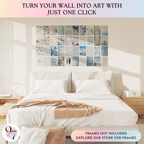 97 Decor Coastal Wall Art, 40Pcs 4x6 Ocean Posters and Beach Prints - color: Blue White