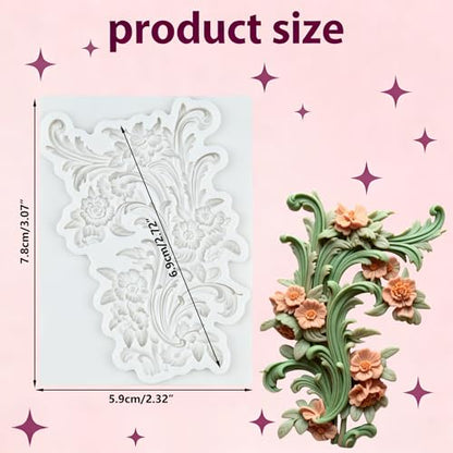 Baroque Silicone Mold Curlicues Scroll Lace Polymer Clay Molds - color: Style N