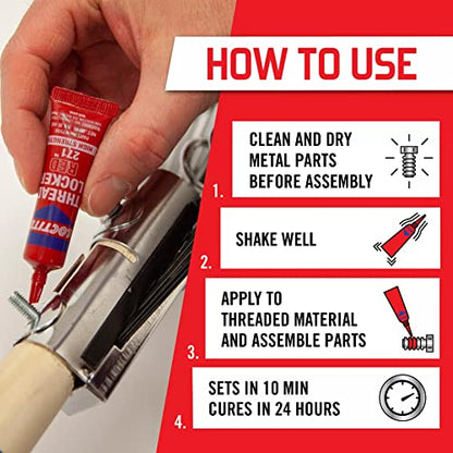 Loctite Threadlocker Red 271 Red, 0.2 fl oz, 12, Tube - size: 12 Pack, style: Red (Permanent)