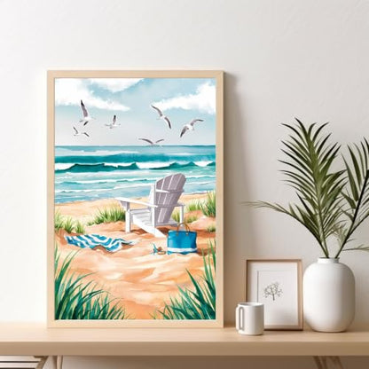 Kalonyth Beach Framed Paint by Numbers Kit for Adults Beginner 8x12 inch - color: Frame-OP-US06