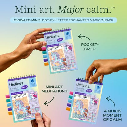 Lifelines FlowArt Mini Activity Pad, 3-Pack - Dot-by-Letter Coloring Books - size: Minis, style: 3 Pack - Enchanted Magic