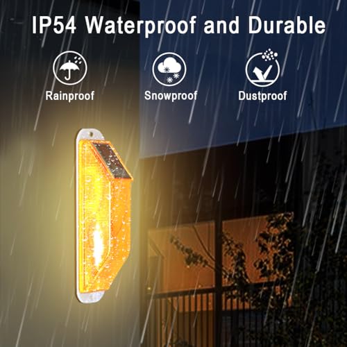 Aolyty Solar Strobe Warning Lights, Flashing Red Caution LED Beacon - color: Red
