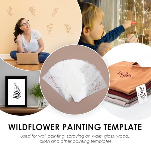 18Pcs Crafting Stencils Reusable, Wildflower Stencils for Painting