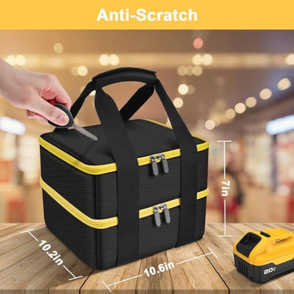 Double-Layer Battery Bag for Dewalt 20V Batteries & Charger, Yellow - color: Yellow