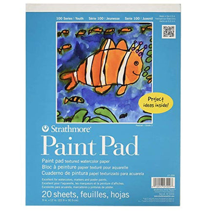 Strathmore (27-209 100 Series Youth Paint Pad, 9 by 12", 20 Sheets, White, 9x12 - size: 9x12, style: Paint Pad