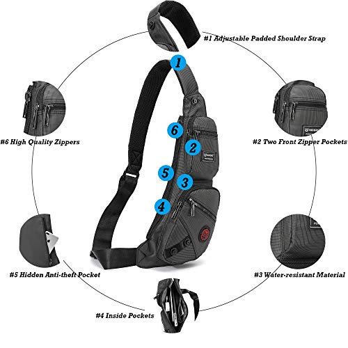 NICGID Sling Bag Chest Shoulder Backpack Crossbody Daypack for Men Women - color: Black-1