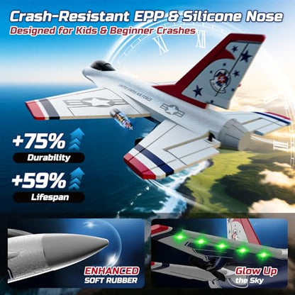 DEERC F16 Thunderbirds RC Plane,3CH Remote Control Airplane Fighter Toys - style: F16 RC Plane