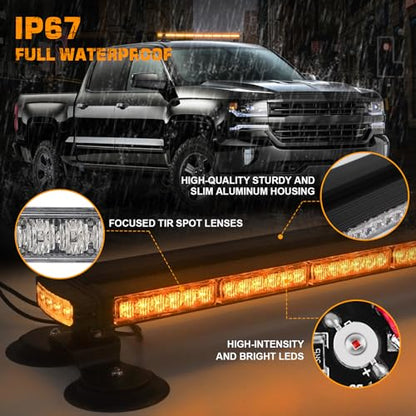 XRIDONSEN 37" 104 LED Roof Top Strobe Light Bar Amber Warning Lights - color: Amber