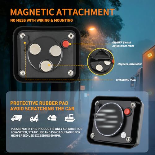 Nilight 12LED Magnetic Wireless Trailer Lights 2PCS Amber and White - color: 12LED Amber
