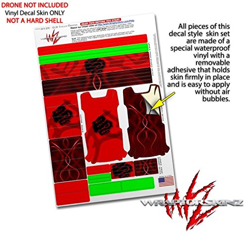 Skin Decal Wrap 2 Pack Compatible with DJI Ryze Tello Oriental Dragon Black on Red Drone NOT Included