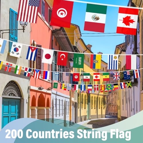 200 Countries String Flag 184Ft World Flag Banner for Party Decorations (Pack of 2) - size: 200 flags (Pack of 2)