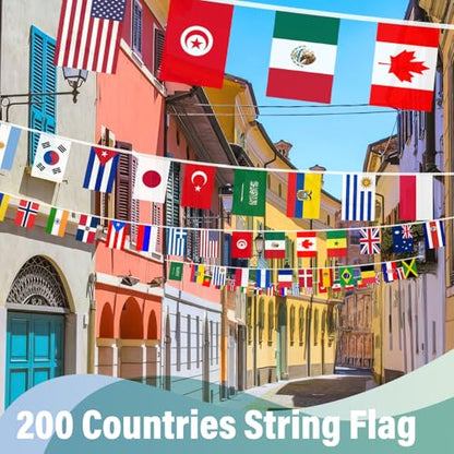 200 Countries String Flag 184Ft World Flag Banner for Party Decorations (Pack of 2) - size: 200 flags (Pack of 2)