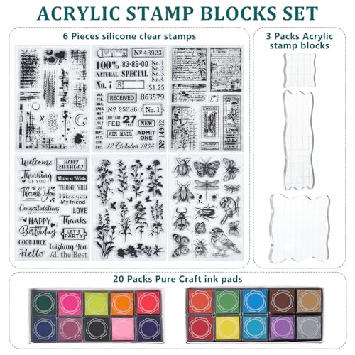 29 Pcs Acrylic Stamps for Crafting Card Making Supplies Set - style: 29Pcs Journal Clear Stamps