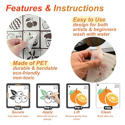 Fruit Stencils for Painting, 64 Pcs 3 Inch for Cards Rocks DIY Crafts - color: Fruit