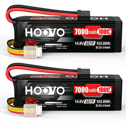 HOOVO 4S 14.8V LiPo Battery 7000mAh 100C RC Battery Softcase TR Plug 2 Pack