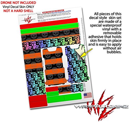 Skin Decal Wrap 2 Pack Compatible with DJI Ryze Tello Skull Stripes Orange Drone NOT Included