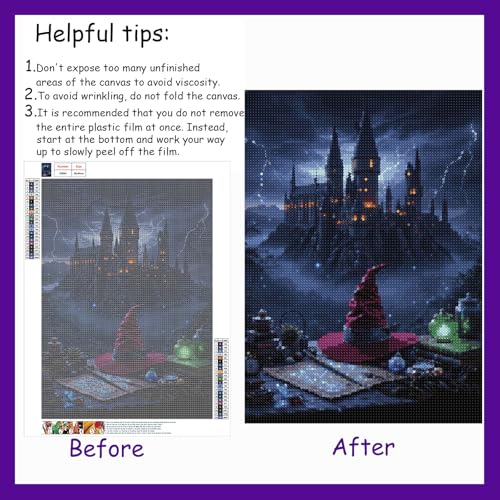 APVZARHT Magic Castle Diamond Art Kits for Adults 12x16inch - color: DPK-ZH043