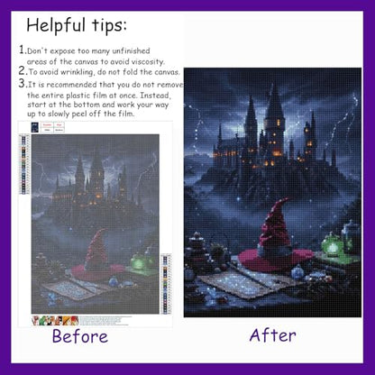 APVZARHT Magic Castle Diamond Art Kits for Adults 12x16inch - color: DPK-ZH043