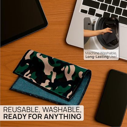Microfiber Wholesale Quick Cloth Glasses Cleaning Cloths – 5x7 Camo 2-Pack - color: Camo, size: 5"x7"