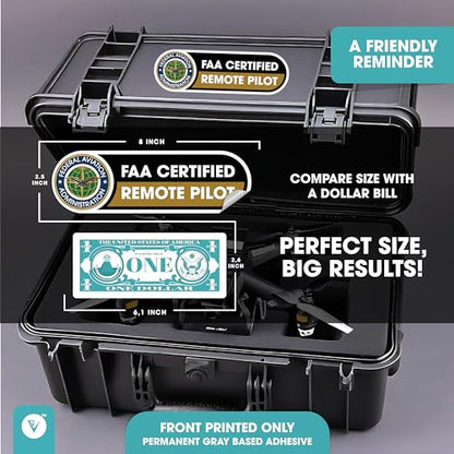 FAA Certified Drone Pilot Sticker Signs | 2 Pack Glossy Laminated Permanent 8x2.5 inches Vinyl Stickers - size: Large