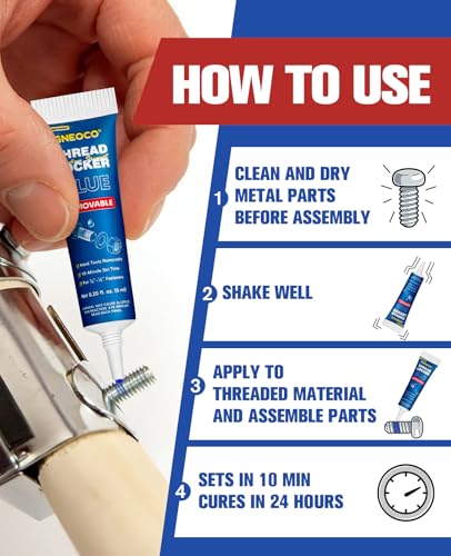 2 Pack Thread Lock Blue 6mlx2, Threadlocker Medium Strength, Thread Locker for Nuts, Bolts, Fasteners and Metals, Anaerobic Curing Screw Glue to Prevent Loosening (Blue (Removable) 6ml*2) - style: Blue (Removable) 6ml*2