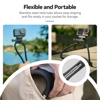 TELESIN Neck Mount SE 2.0 with Air Cushion, Adjustable Chest Strap and Neck Mount for Hands-Free POV Vlogging for GoPro Hero 13/12/11/10/9, Insta 360 X5/X4/Ace Pro 2 / Osmo 360 Nano Action 6/5 Pro/4/3 - style: Neck Mount Se 2.0 Black