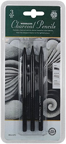 Pentalic Woodless Charcoal Set - size: Assorted, 3 Pencils, style: Charcoal Pencils