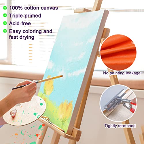 Inburit 16 PCS Multi Size Stretched Blank Canvas for Acrylic & Oil Painting - size: 16PCS+(4sizex4)