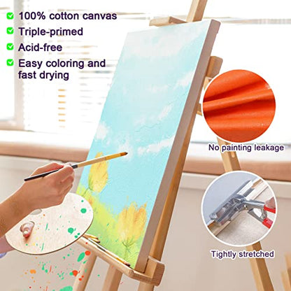 Inburit 16 PCS Multi Size Stretched Blank Canvas for Acrylic & Oil Painting - size: 16PCS+(4sizex4)