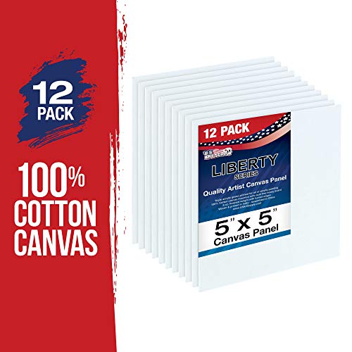 U.S. Art Supply 5 X 5 Inch Art Canvas Board Panels 12 Pack - 8 Ounce - size: 5" x 5"