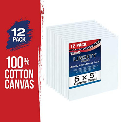 U.S. Art Supply 5 X 5 Inch Art Canvas Board Panels 12 Pack - 8 Ounce - size: 5" x 5"