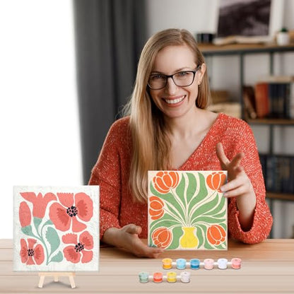 RoundFunny 8 Set Paint by Numbers Drawing Kit for Adults,Simple Blossom - style: Simple Blossom