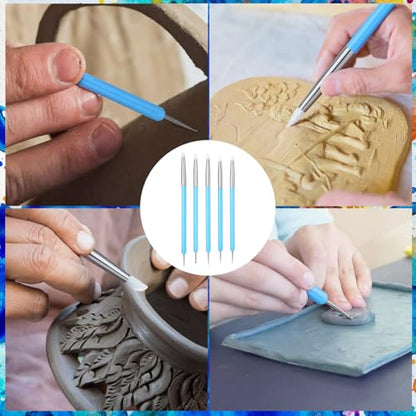 ElaraBerry 50 Pcs Silicone Clay Sculpting Tools 10 Sets Polymer Clay Tools Dotting Embossing for Pottery Ceramics Rock Nail Blending Drawing Modeling Painting