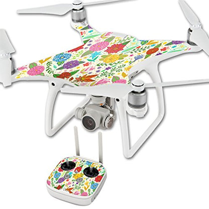 MightySkins Skin Compatible with DJI Phantom 4 Quadcopter Drone wrap Cover Sticker Skins Flower Garden