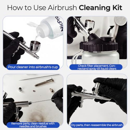 Nicpro Airbrush Cleaning Kit, 4 x 4 fl oz / 120 ml Airbrush Cleaner - size: 16 fl oz