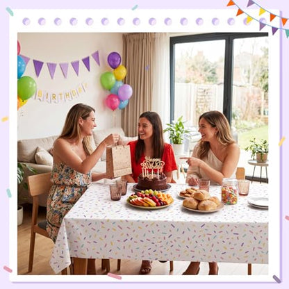 Mindsoft 3 Pcs White Stripe Polka Dot Plastic Tablecloth Party - color: White, style: Stripe Polka Dot