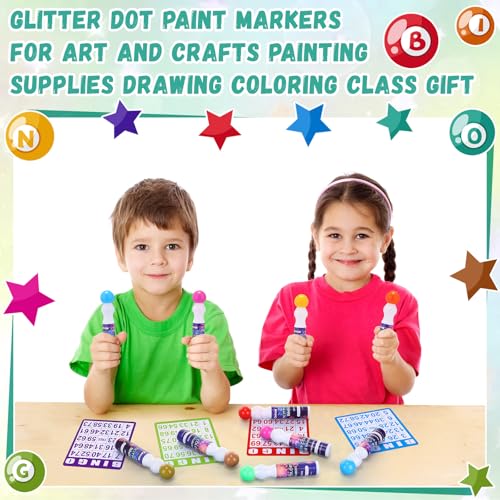 Crtiin 72 Pack 0.5 oz Glitter Bingo Dauber Marker Bulk, 12 Colors