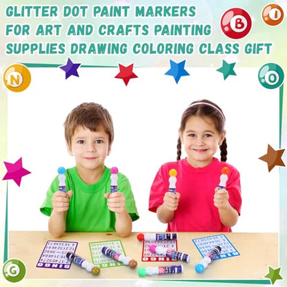 Crtiin 72 Pack 0.5 oz Glitter Bingo Dauber Marker Bulk, 12 Colors