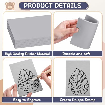 Frienda 30 Pcs 4" x 6" Rubber Linoleum Block for Printmaking, Grey - color: Grey