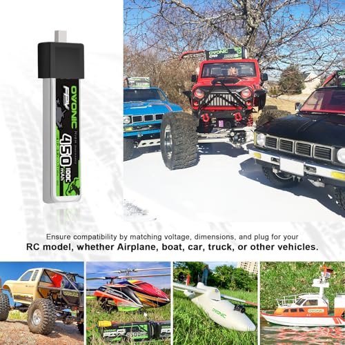 OVONIC 1S LiPo Battery 450mAh 100C HV 3.8V with BT2.0 Connector for FPV Tiny Whoop (4pcs)