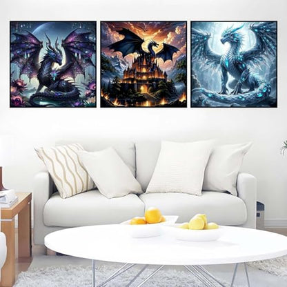 Ekuxom 3 Pack Diamond Art Kits for Adults-Dragon Diamond Painting - color: Dragon