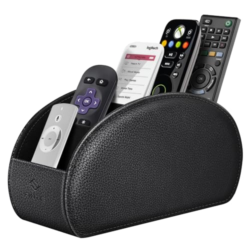 FINTIE Remote Control Holder with 6 Compartments Vegan Leather - color: Black