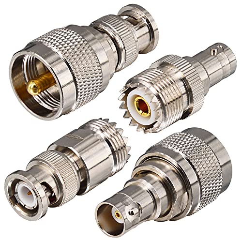 onelinkmore BNC to UHF Adapter Kit 4-Pack PL259/SO239 Gold Plated - color: Upgraded 4 PCS
