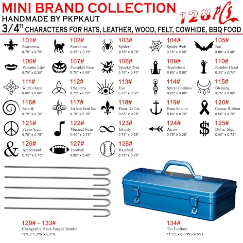 128Pcs 3/4" Custom Branding Iron for Wood, Leather Branding Stamp - size: 128PCS 3/4" Assorted Characters Full Set
