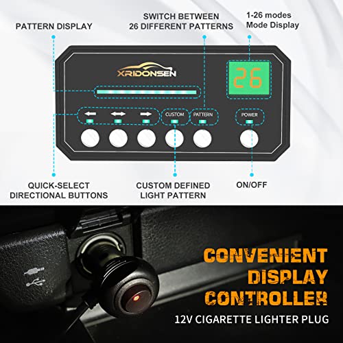 XRIDONSEN 2 in 1 2x 14 inch Strobe Light Bar - color: Amber